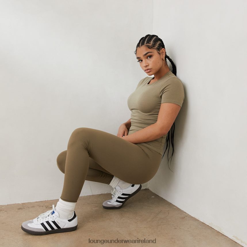 Lounge Apparel Women Essential Short Sleeve Fitted T-Shirt F2H42Z832 Olive