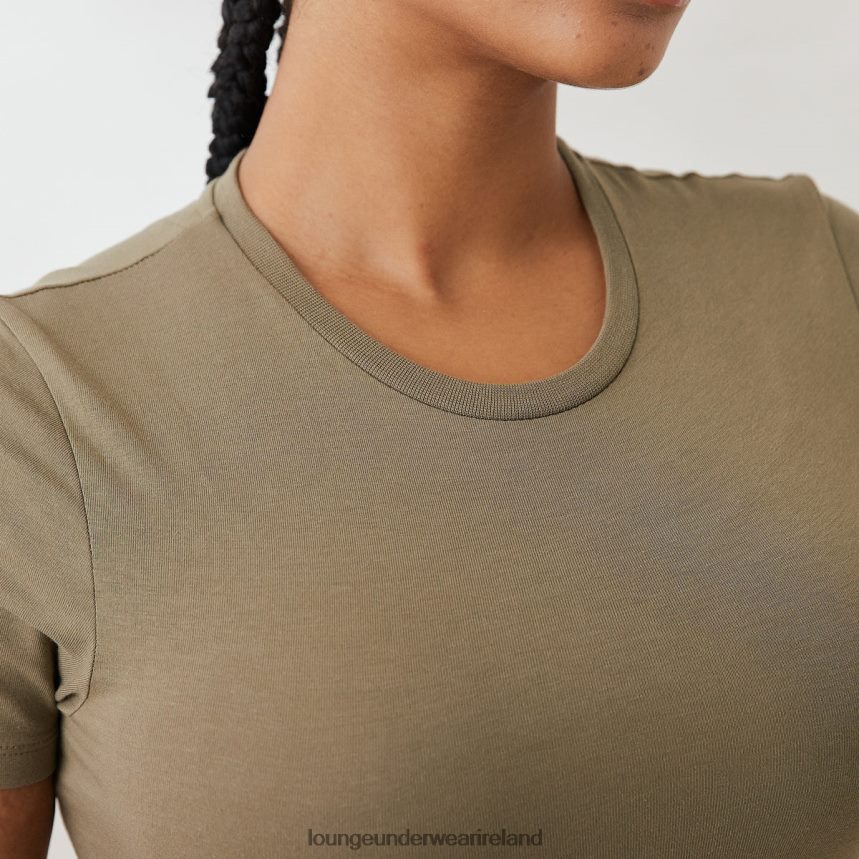 Lounge Apparel Women Essential Short Sleeve Fitted T-Shirt F2H42Z832 Olive