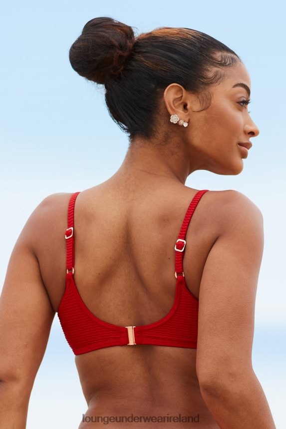 Lounge Swimwear Women Cali Textured Bikini Top F2H42Z988 Red