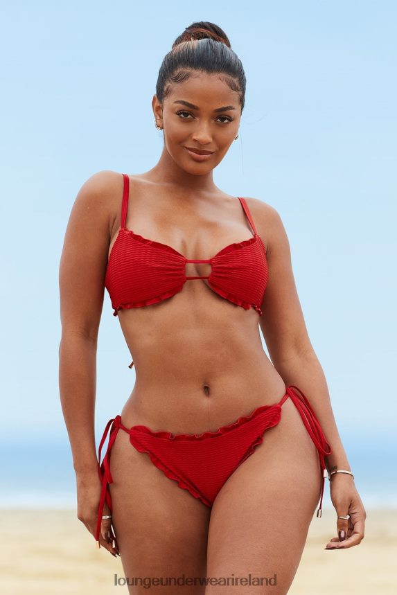 Lounge Swimwear Women Hawaii Textured Bikini Briefs F2H42Z997 Red