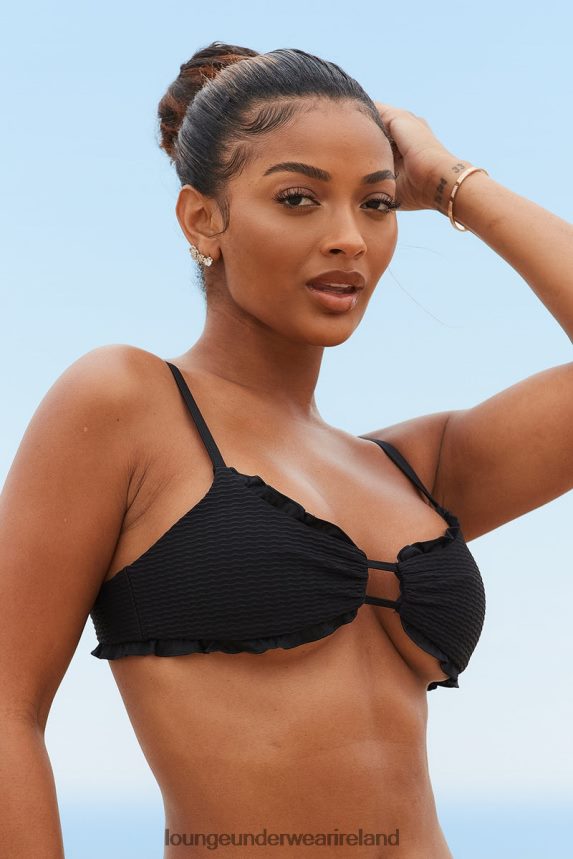 Lounge Swimwear Women Hawaii Textured Bikini Top F2H42Z998 Black