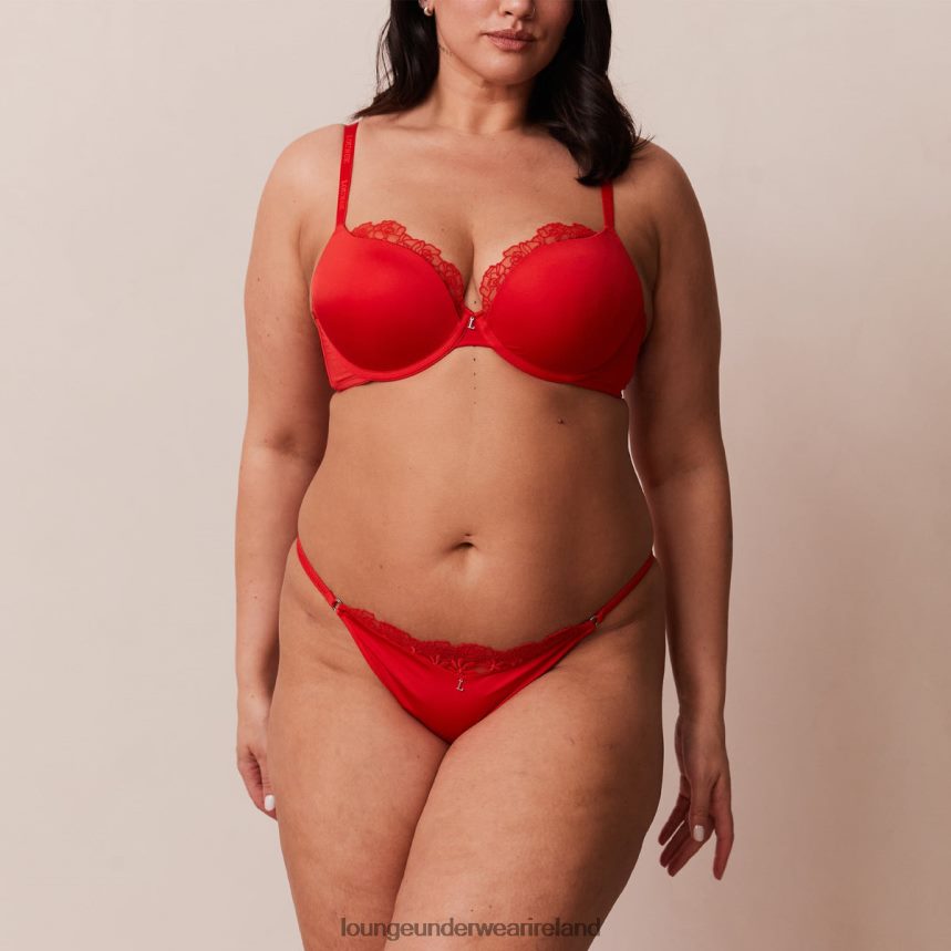 Lounge Underwear Women Anti-Gravity Push-Up Bra & Thong/Briefs Set F2H42Z129 Red