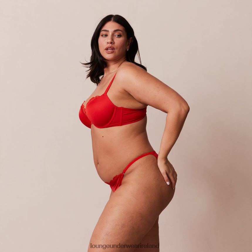 Lounge Underwear Women Anti-Gravity Push-Up Bra & Thong/Briefs Set F2H42Z129 Red