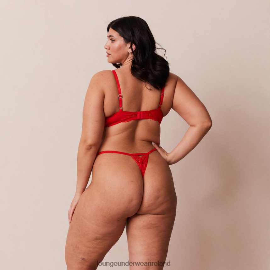 Lounge Underwear Women Anti-Gravity Push-Up Bra & Thong/Briefs Set F2H42Z129 Red