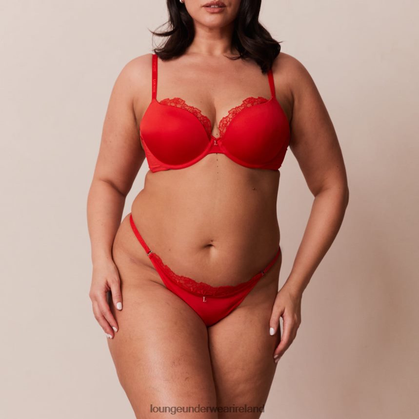 Lounge Underwear Women Anti-Gravity Push-Up Bra & Thong/Briefs Set F2H42Z129 Red