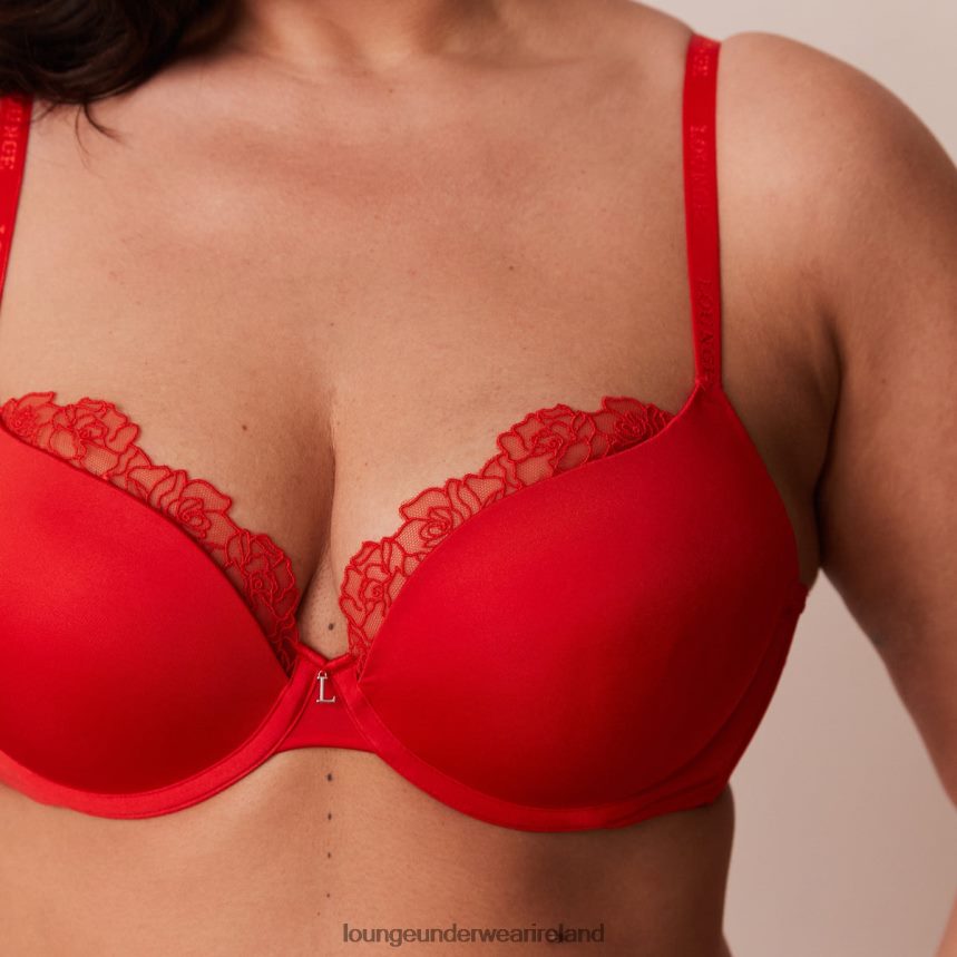 Lounge Underwear Women Anti-Gravity Push-Up Bra & Thong/Briefs Set F2H42Z129 Red