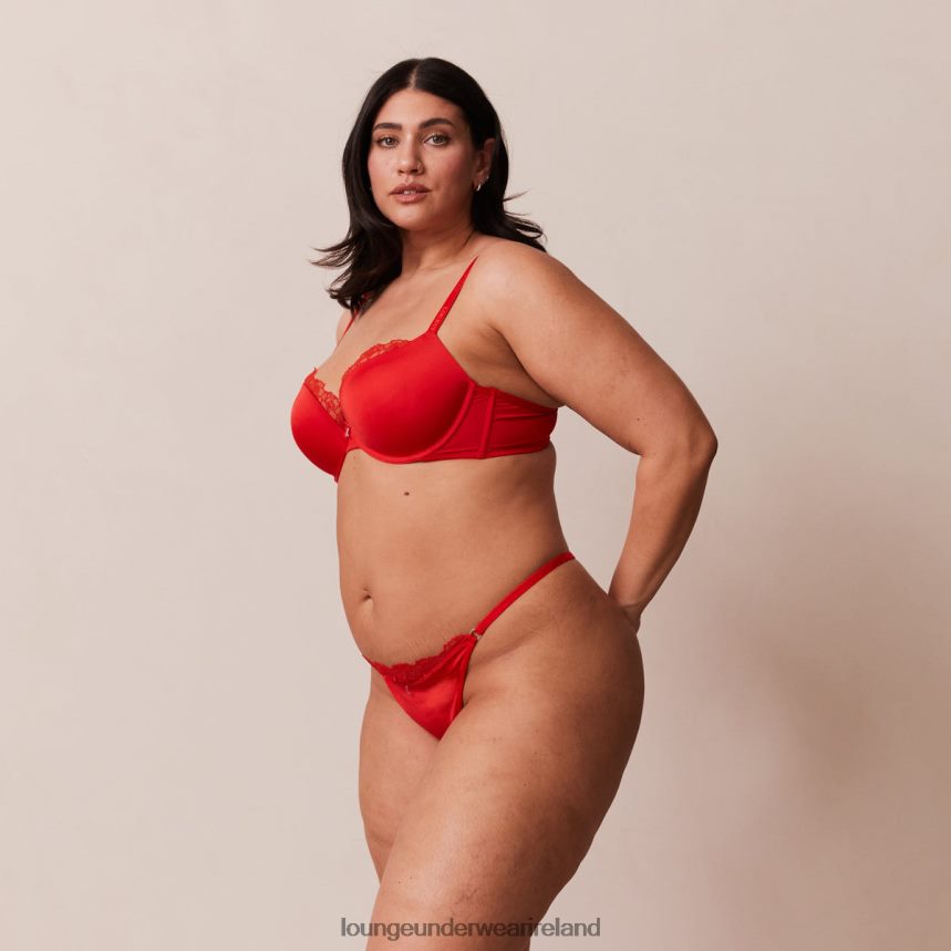 Lounge Underwear Women Anti-Gravity Push-Up Bra & Thong/Briefs Set F2H42Z129 Red