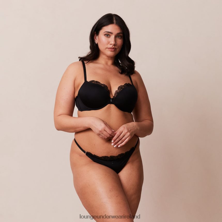 Lounge Underwear Women Anti-Gravity Push-Up Bra & Thong/Briefs Set F2H42Z70 Black