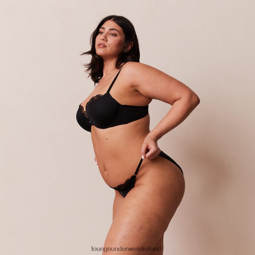 Lounge Underwear Women Anti-Gravity Push-Up Bra & Thong/Briefs Set F2H42Z70 Black