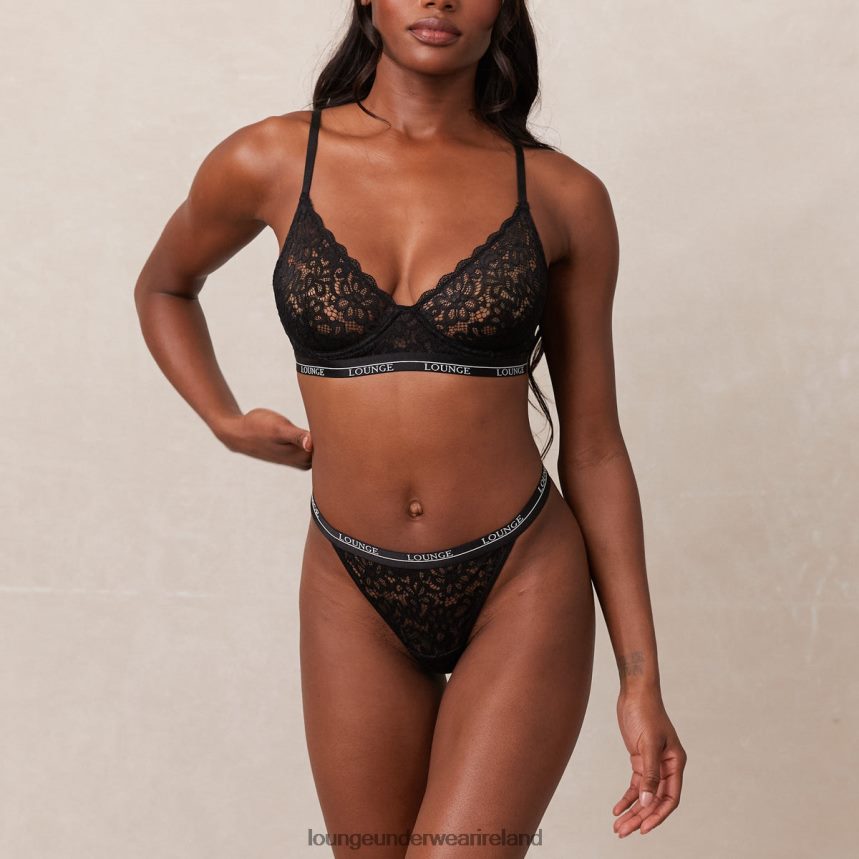 Lounge Underwear Women Balcony Bra & Thong Set F2H42Z1 Black