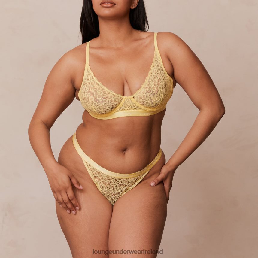 Lounge Underwear Women Balcony Bra & Thong Set F2H42Z72 Lemon