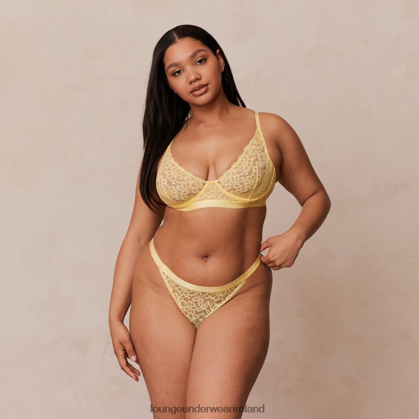 Lounge Underwear Women Balcony Bra & Thong Set F2H42Z72 Lemon