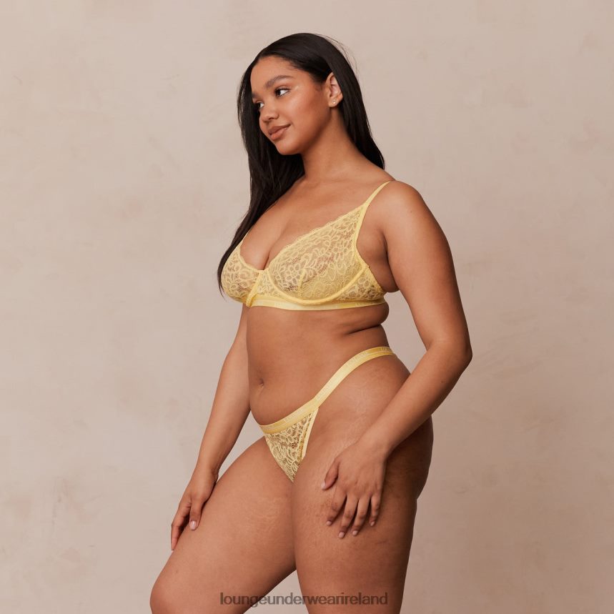 Lounge Underwear Women Balcony Bra & Thong Set F2H42Z72 Lemon