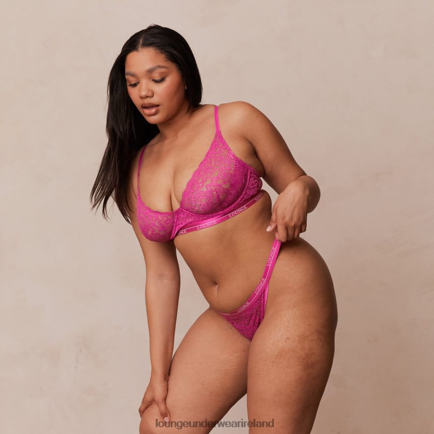 Lounge Underwear Women Balcony Bra & Thong Set F2H42Z74 Raspberry