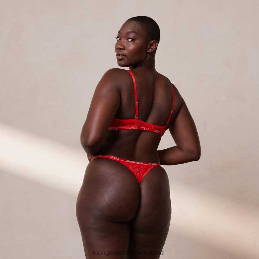 Lounge Underwear Women Balcony Bra & Thong Set F2H42Z8 Red