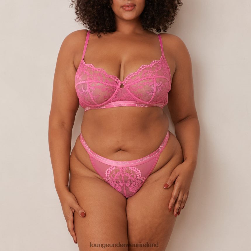 Lounge Underwear Women Blossom Balcony Bra & Thong Set F2H42Z11 Hot Pink