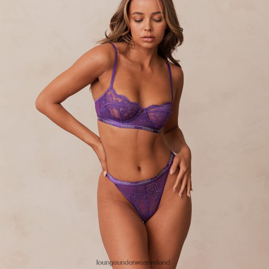 Lounge Underwear Women Blossom Balcony Bra & Thong Set F2H42Z12 Purple