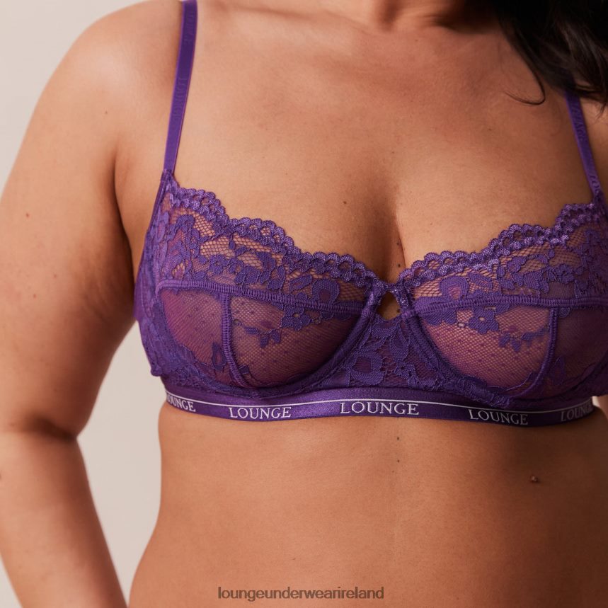 Lounge Underwear Women Blossom Balcony Bra & Thong Set F2H42Z12 Purple