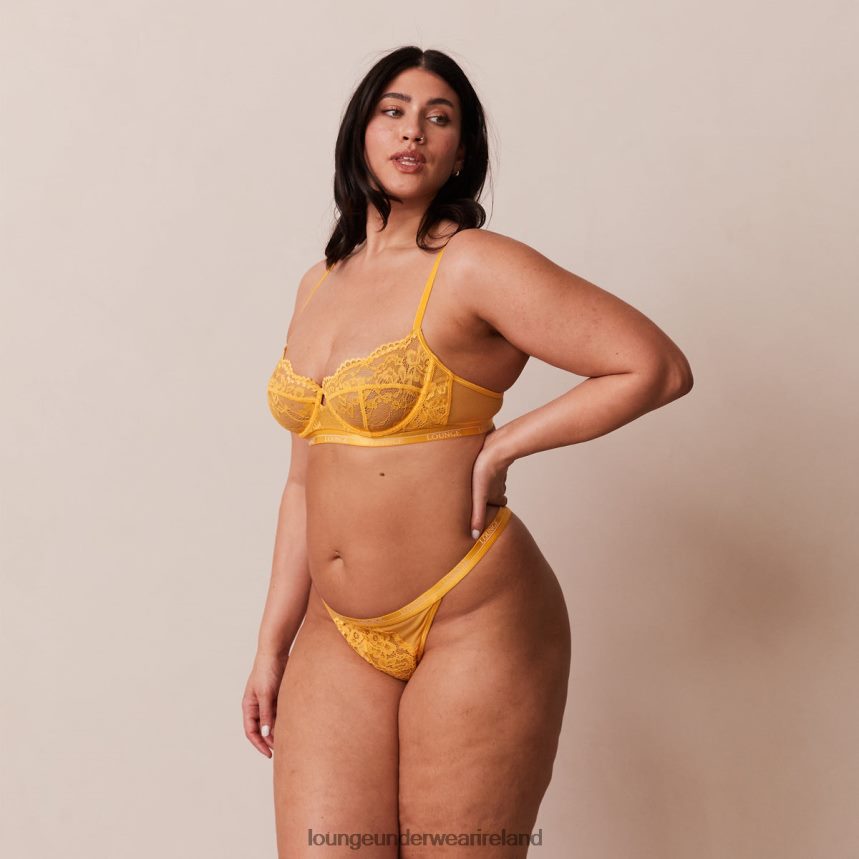 Lounge Underwear Women Blossom Balcony Bra & Thong Set F2H42Z28 Mustard