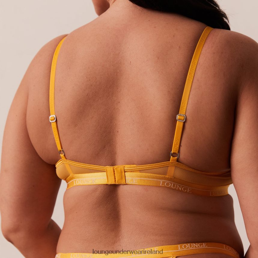 Lounge Underwear Women Blossom Balcony Bra & Thong Set F2H42Z28 Mustard