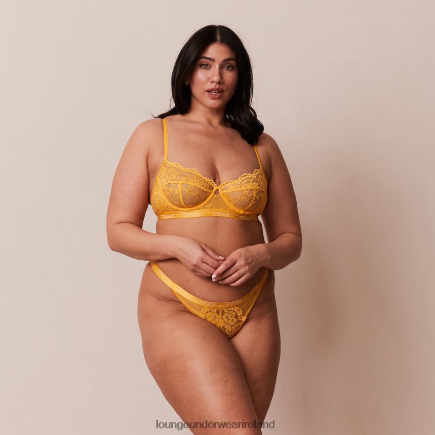 Lounge Underwear Women Blossom Balcony Bra & Thong Set F2H42Z28 Mustard