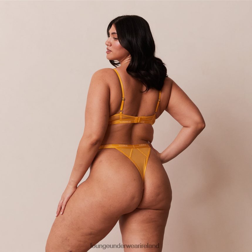 Lounge Underwear Women Blossom Balcony Bra & Thong Set F2H42Z28 Mustard