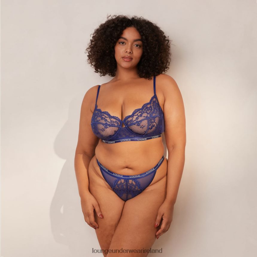 Lounge Underwear Women Blossom Balcony Bra & Thong Set F2H42Z2 Navy