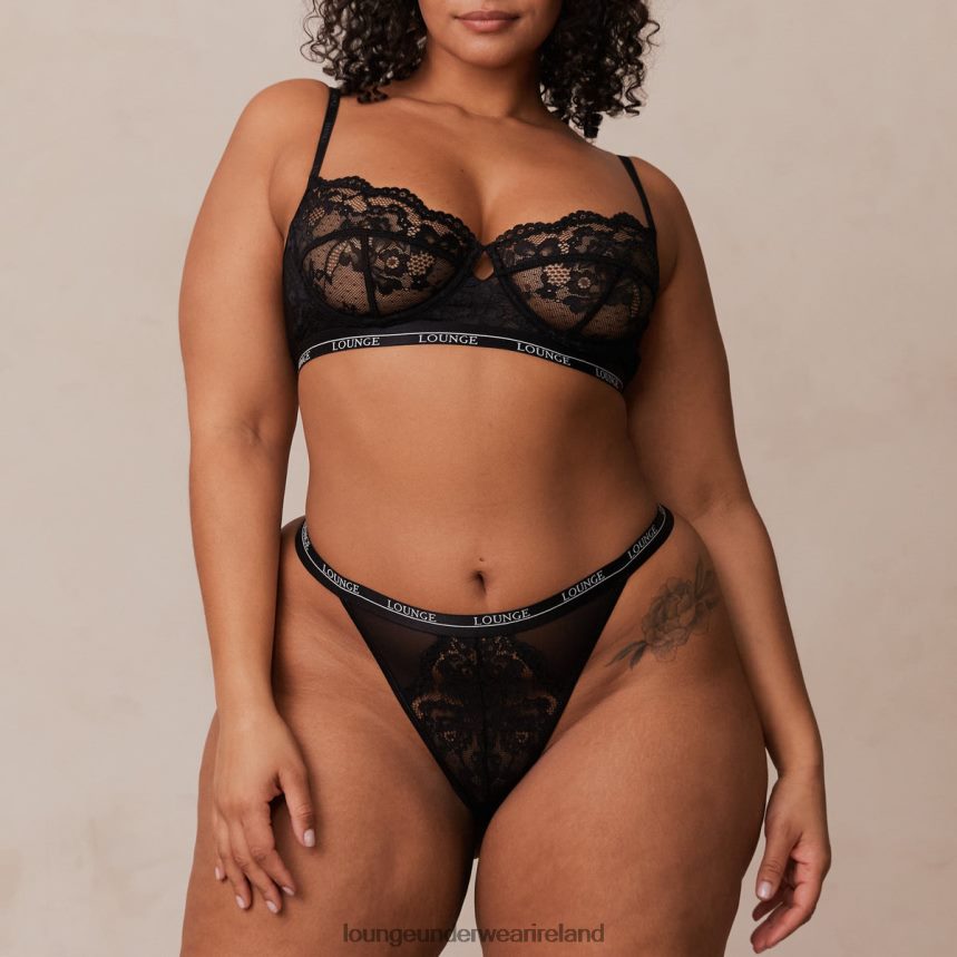 Lounge Underwear Women Blossom Balcony Bra & Thong Set F2H42Z3 Black