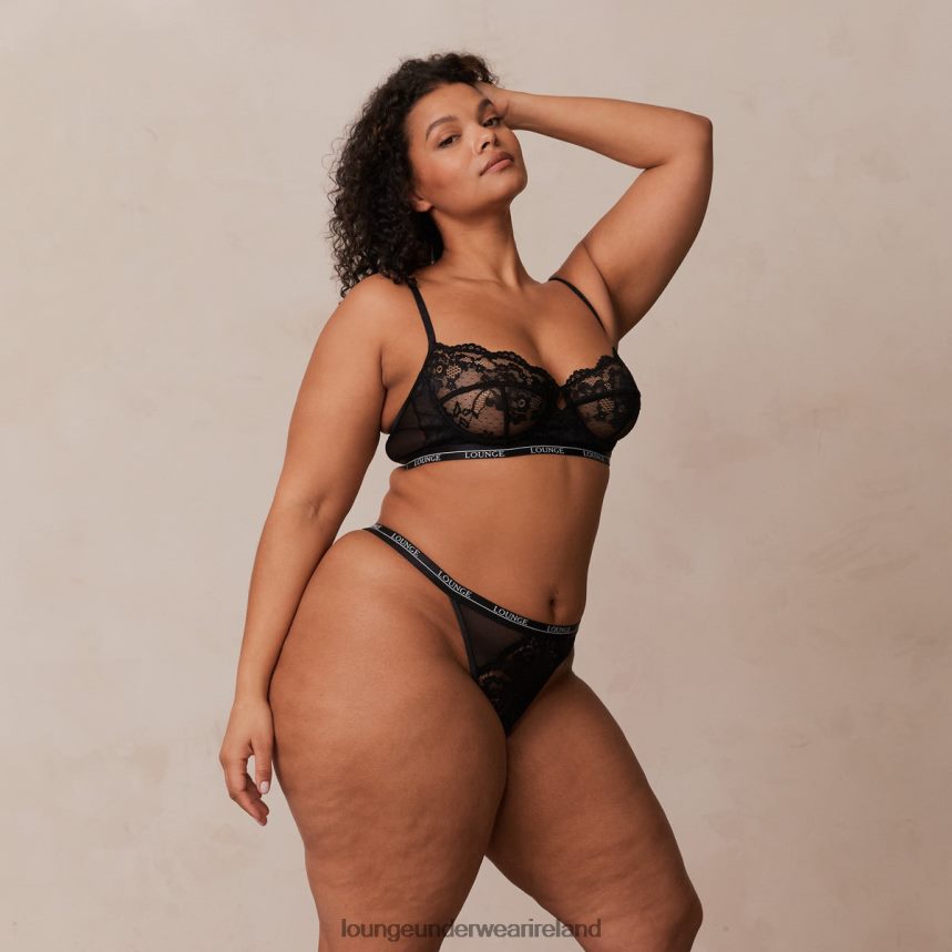 Lounge Underwear Women Blossom Balcony Bra & Thong Set F2H42Z3 Black