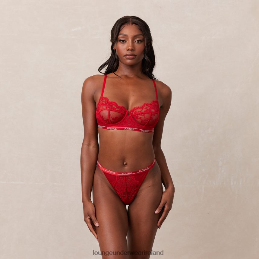 Lounge Underwear Women Blossom Balcony Bra & Thong Set F2H42Z6 Maroon