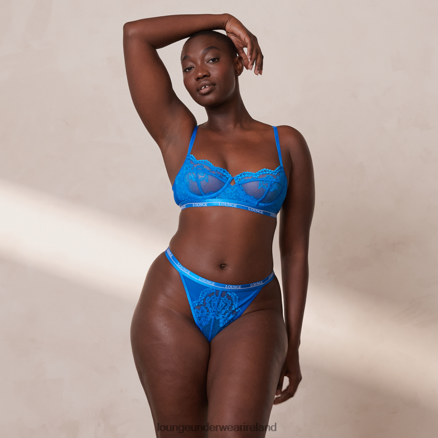 Lounge Underwear Women Blossom Balcony Bra & Thong Set F2H42Z9 Cobalt Blue