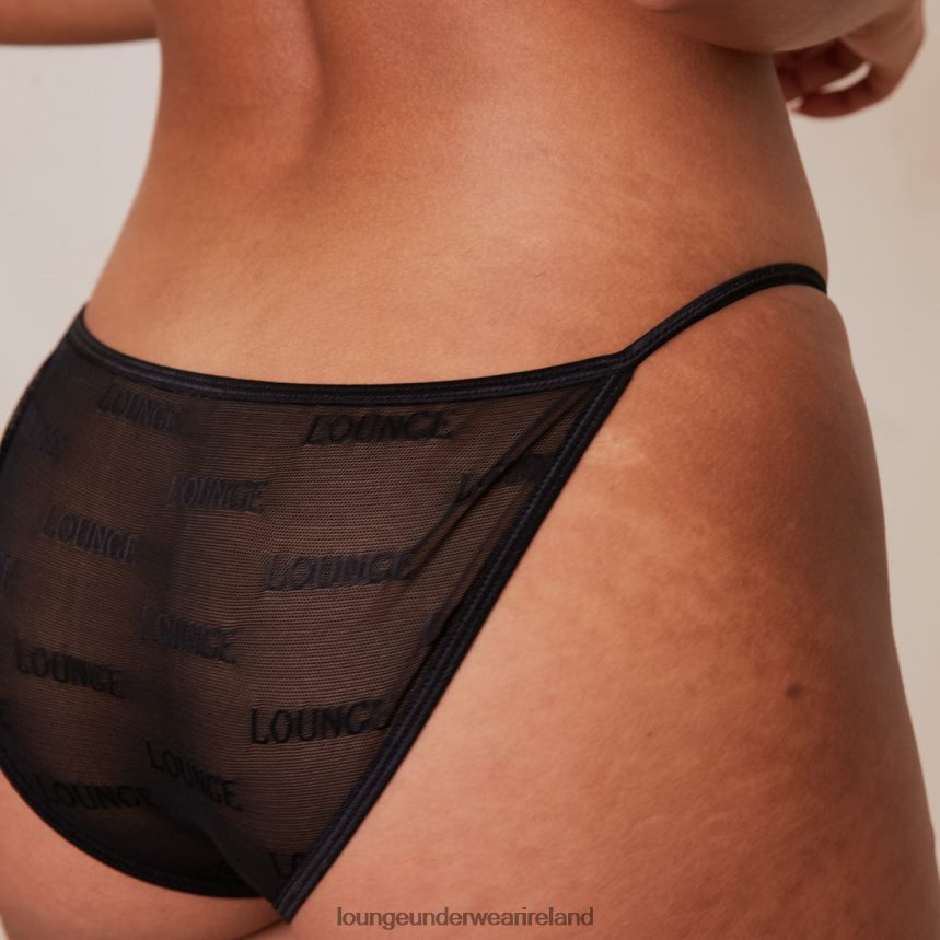 Lounge Underwear Women Bold Mesh Bra & Thong/Briefs Set F2H42Z36 Black