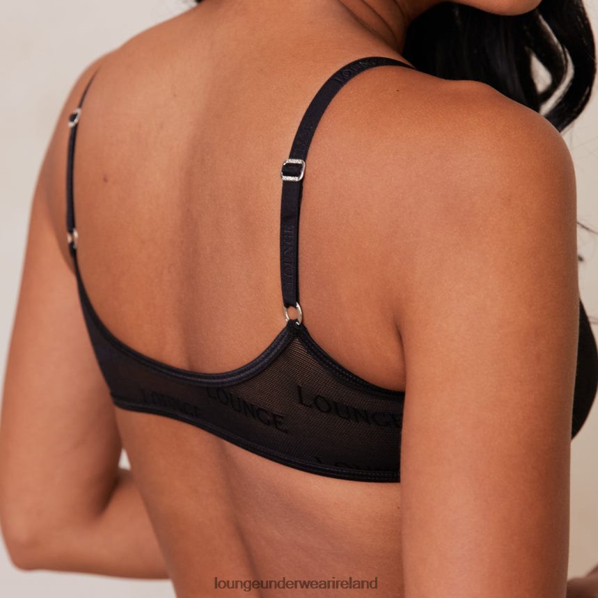 Lounge Underwear Women Bold Mesh Bra & Thong/Briefs Set F2H42Z36 Black