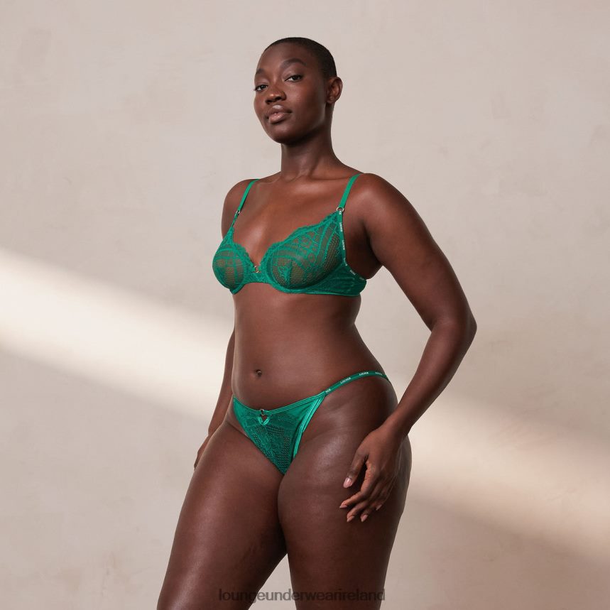 Lounge Underwear Women Charmed Balcony Bra & Thong/Briefs Set F2H42Z15 Emerald