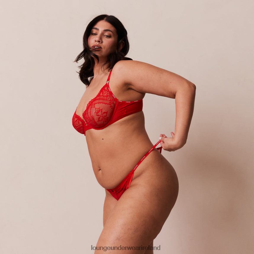 Lounge Underwear Women Charmed Balcony Bra & Thong/Briefs Set F2H42Z47 Red