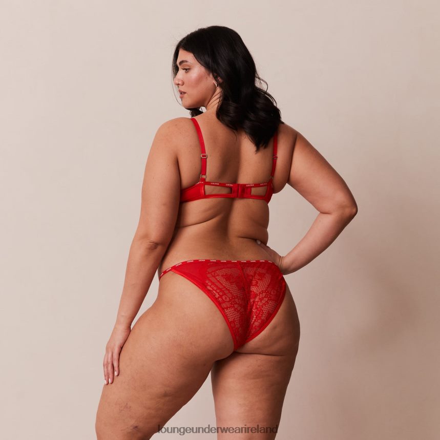 Lounge Underwear Women Charmed Balcony Bra & Thong/Briefs Set F2H42Z47 Red