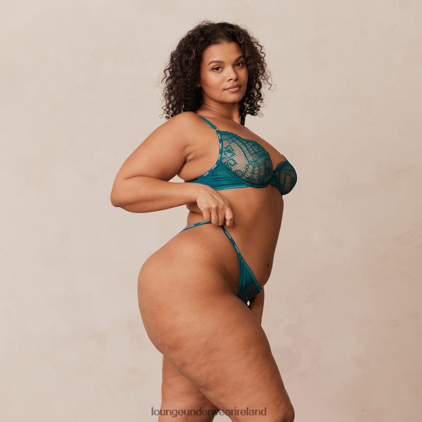 Lounge Underwear Women Charmed Balcony Bra & Thong/Briefs Set F2H42Z7 Turquoise