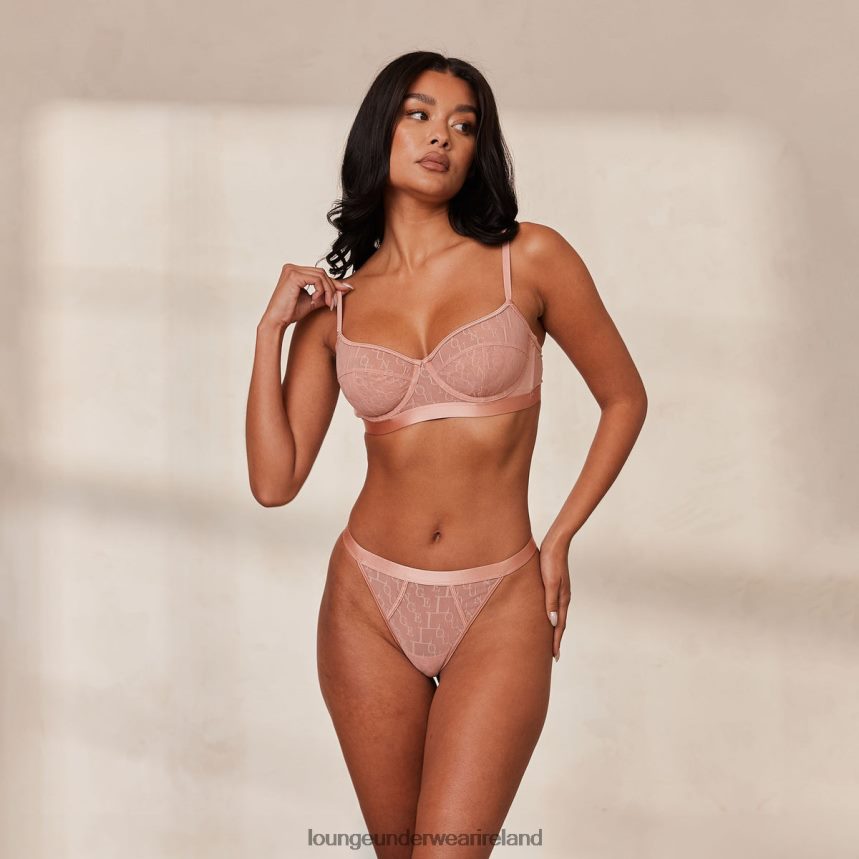 Lounge Underwear Women Chic Balcony Bra & Thong Set F2H42Z97 Pink