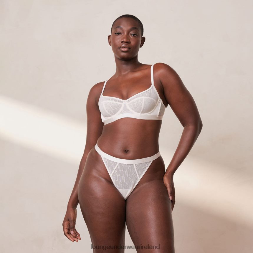 Lounge Underwear Women Chic Balcony Bra & Thong Set F2H42Z98 Pearl