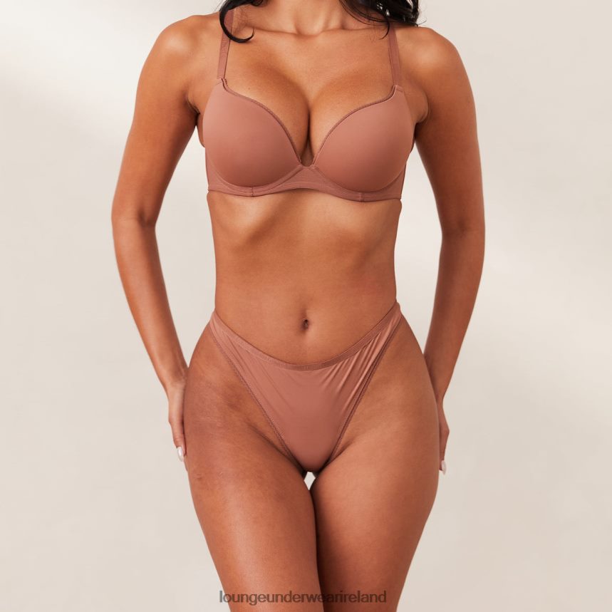 Lounge Underwear Women Comfort Push-Up T-shirt Bra & Thong Set F2H42Z163 Mocha