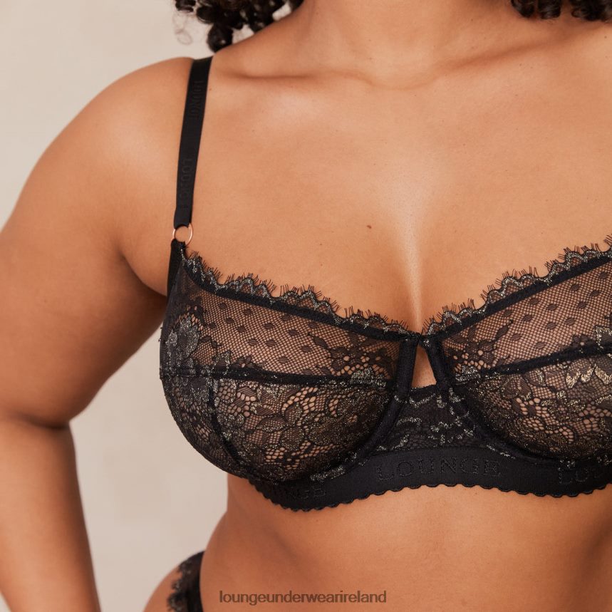 Lounge Underwear Women Desire Balcony Bra & Thong/Briefs Set F2H42Z22 Black