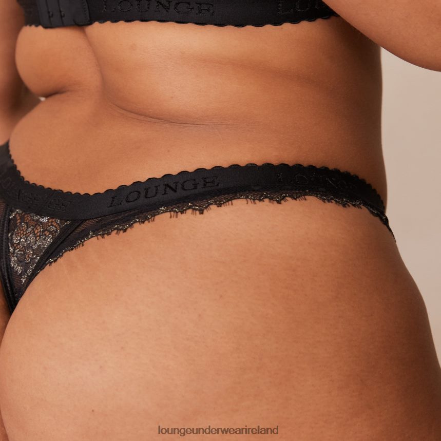 Lounge Underwear Women Desire Balcony Bra & Thong/Briefs Set F2H42Z22 Black