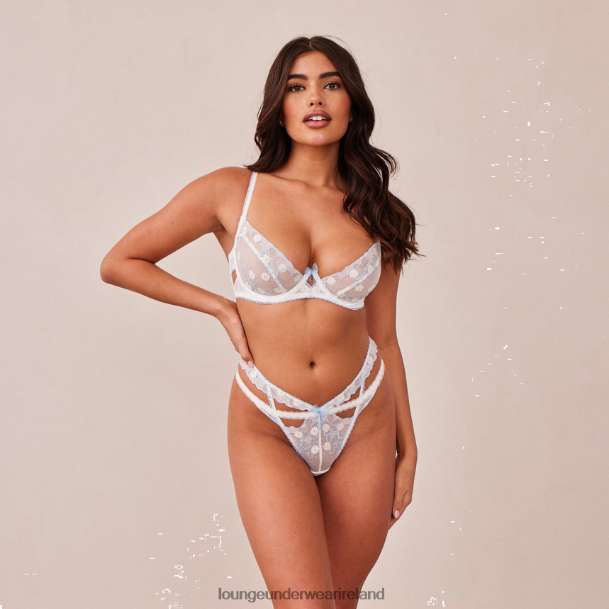 Lounge Underwear Women Fleur Balcony Bra & G-string Set F2H42Z76 White & Blue