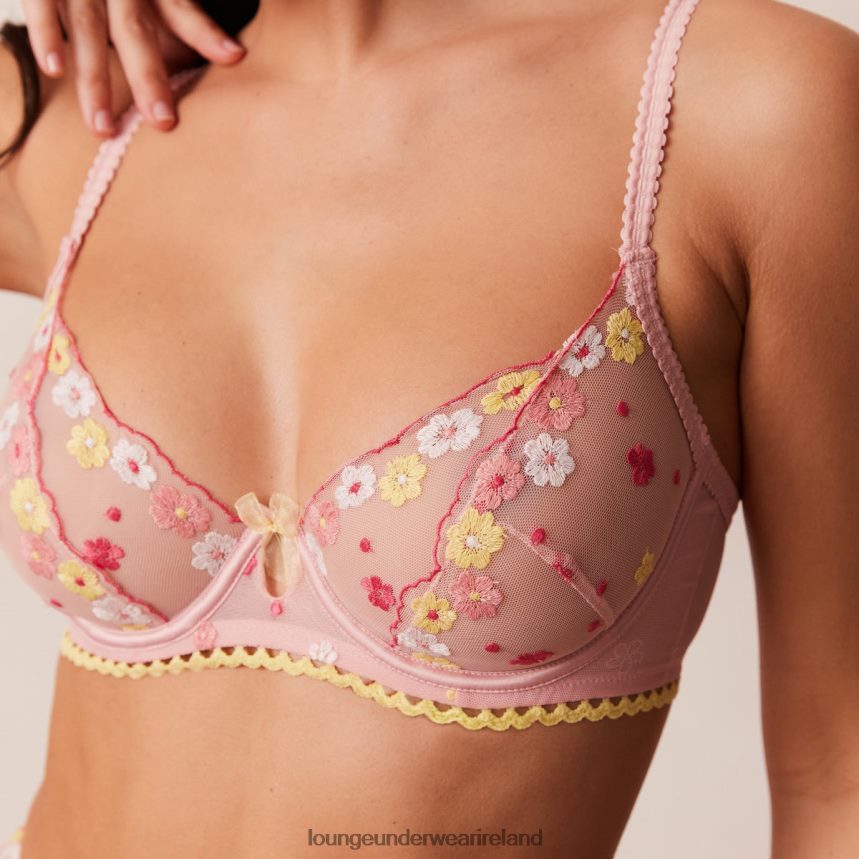 Lounge Underwear Women Fleur Balcony Bra & Thong Set F2H42Z93 Pink