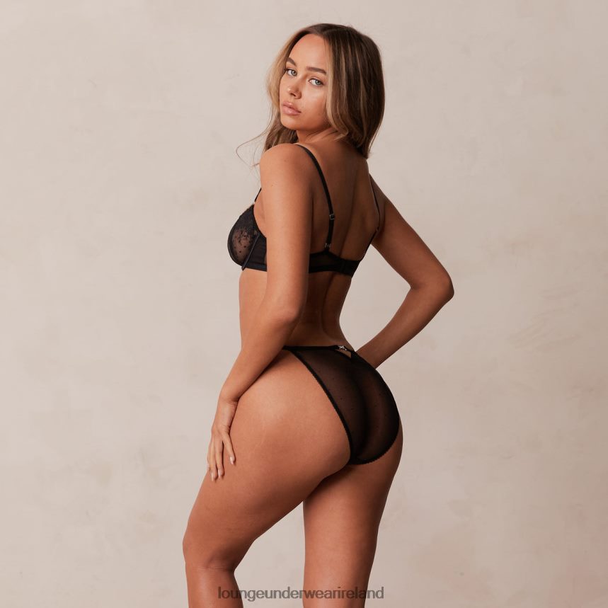 Lounge Underwear Women Flirt Balcony Bra & G-string/Briefs Set F2H42Z108 Black