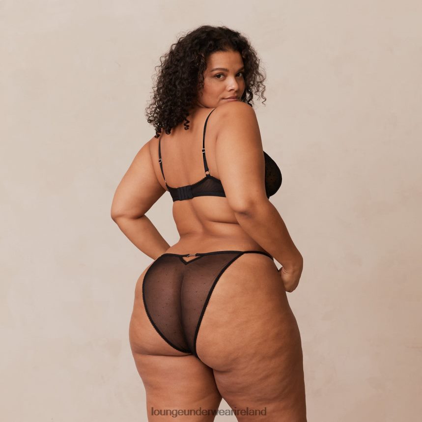 Lounge Underwear Women Flirt Balcony Bra & G-string/Briefs Set F2H42Z108 Black