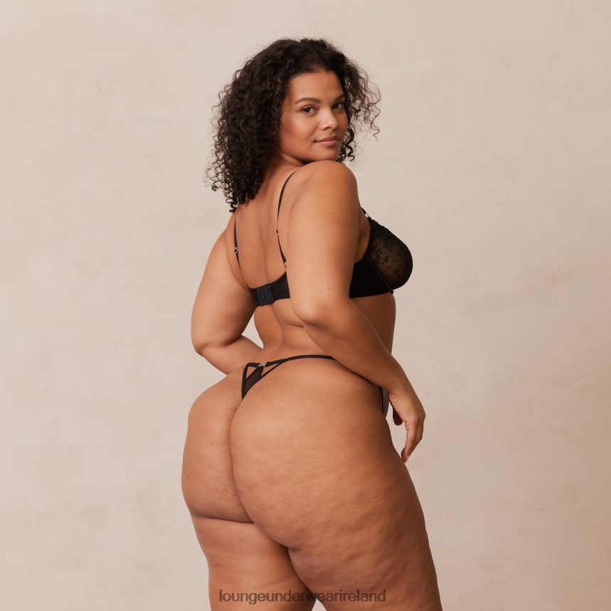 Lounge Underwear Women Flirt Balcony Bra & G-string/Briefs Set F2H42Z108 Black