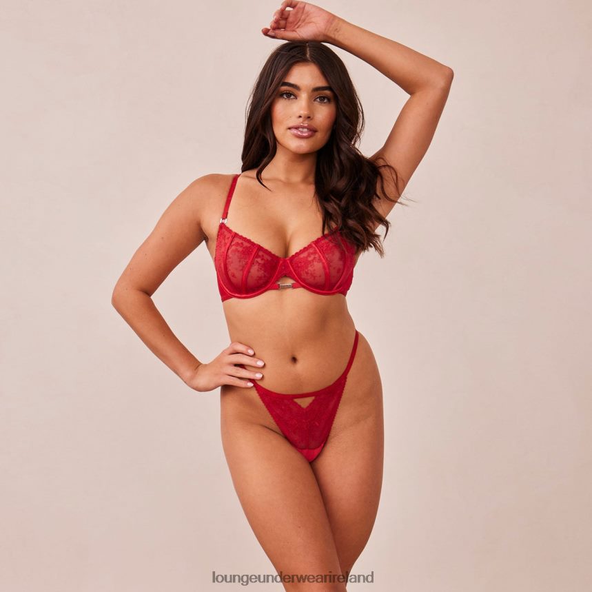 Lounge Underwear Women Flirt Balcony Bra & G-string/Briefs Set F2H42Z132 Maroon