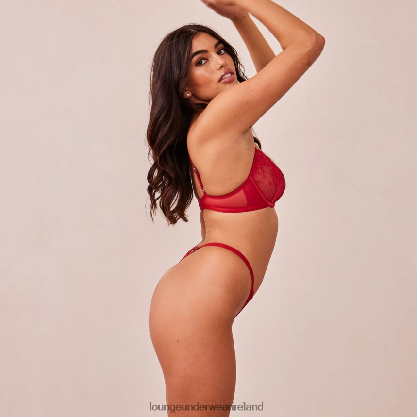 Lounge Underwear Women Flirt Balcony Bra & G-string/Briefs Set F2H42Z132 Maroon