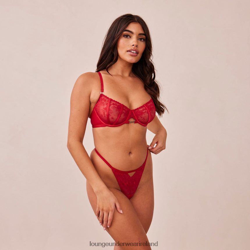 Lounge Underwear Women Flirt Balcony Bra & G-string/Briefs Set F2H42Z132 Maroon